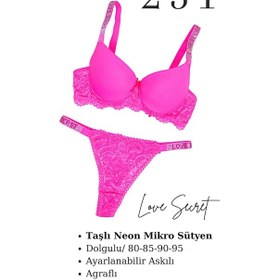 Resim Tılsım Lingerie Murays Kadın Neon Taşlı Mikro Sütyen Takım Pembe 