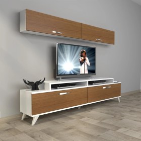 Resim Decoraktiv Ekoflex 5 Slm Retro Tv Ünitesi Tv Sehpası - Beyaz - Ceviz 