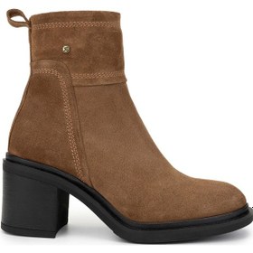 Resim Tamer Tanca Kadın Hakiki Deri Vizon Topuklu Bot 1066 3401 Bn Bot Sk24-25 Sugero Suet Tarçın 