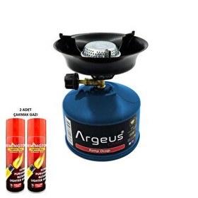 Resim Argeus 203 Mavi Stone Kamp Ocağı ve Çakmak Gazı Seti 