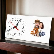 Resim Uyumlu İkili Karikatürlü Şık Masa Saati 