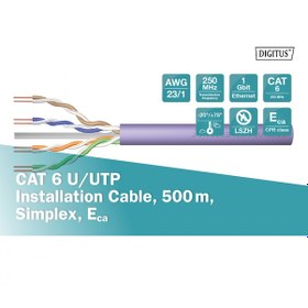 Resim DIGITUS CAT6 Utp 23AWG Mor 500m Makara Saf B kır Kablo 0.50mm DK 