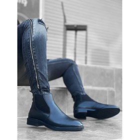 Resim BOA BA0211 Hakiki Deri Chelsea Bağcıksız Lastikli Siyah Erkek Yarım Bilek Bot 