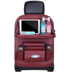 Resim Cbtx Katlanabilir Masa Tepsisi Mendil Kutusu İle Araba Arka Koltuk Düzenleyici Saklama Çantası - Şarap Kırmızısı 
