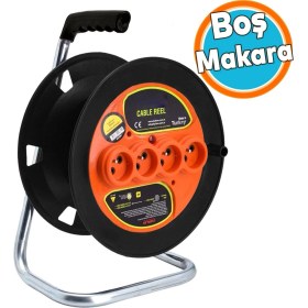 Resim Boş Makara Sarım Makarası Kapaksız 4 Prizli Seyyar Kablo Makarası 