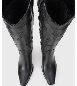 Resim Luvi Shoes Pietro Siyah Cilt Hakiki Deri Kadın Western Çizme Siyah Mat 