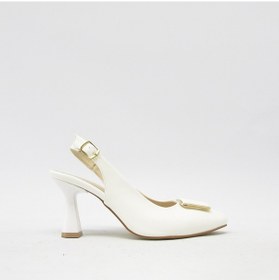 Resim Kanuga Bb2022-57 Beyaz Kadın Şampanya Topuk Tokalı Stiletto Beyaz 