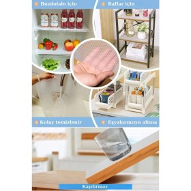 Resim Pileli Store 45CMX3METRE Kalın Çekmece ve Dolap Içi Raf Örtüsü Kaydırmaz Eva Raf Organizer 