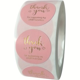 Resim 500 adet Zarif Pembe Teşekkür Etiketleri Altın El Yazısı ile - Küçük İşletmeler, Hediyeler & El İşleri için 2.54cm Yuvarlak Yapışkan Etiketler | Noel, Düğünler, Partiler için İdeal 