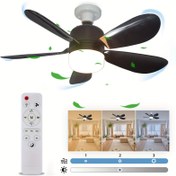 Resim Bir Siyah Ünite, Akıllı Uzaktan Kumanda ile Yeni Sessiz LED Fan Işığının İki Ünitesi, Yatak Odaları, Çalışma Odaları ve Depolarda Ev Kullanımı için Ayrılabilir, E26/27 Vidalı Taban Fan Işığı. 
