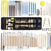 Resim 1set Seramik Araçlar 61 Parça Set Taş Plastik Kil Araçları Seramik Heykel Bıçağı Silikon Girinti Kalemi DIY El Aracı 