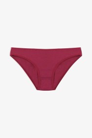 Resim Kadın 3'lü Pamuklu Basic Külot 11040 Bordo - Siyah - Ten 