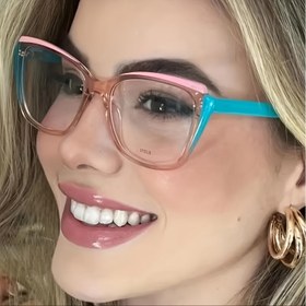 Resim 1 adet Kadın Kedi Gözü Leopar Desenli Plastik Gözlük - Şık Pembe ve Mavi Çerçeve ile Şeffaf Lensler, Günlük Kullanım için Mükemmel, İfade Edici Tasarım, Tüm Eşleşmeler için Moda, Tüm Yüz Formları için İdeal, Şık Gözlükler | Oyuncak Aksesuarı | Rahat Uyum 