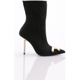 Resim Dgn 8001 Kadin Önü Amblemli Topuklu Bot 8001-2446-R145972 Siyah 