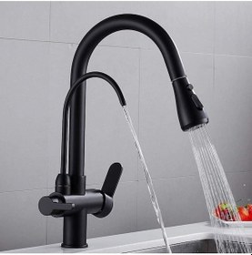 Resim Fleko Arıtmalı Spiralli Pull-out Mutfak Bataryası Siyah 