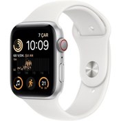 Resim Apple Watch SE 2 GPS 44mm Gümüş Rengi Alüminyum Kasa ve Spor Kordon Akıllı Saat Apple Türkiye Garantili