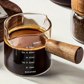 Resim 1 adet Çift Ağızlı Kahve Bardağı Sap ve İki Ağızlı - Kahve Severler ve Mutfak Kullanımı için Dayanıklı Cam Ölçü Kabı, Gıda Güvenliği 