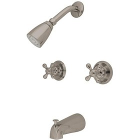 Resim Kb248ax Çift Saplı Küvet Ve Duş Bataryası Dekorlu Çapraz Kulp, Nikel, 12,5 Cm Musluk Erişimi 