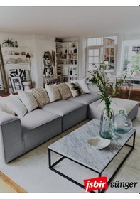 Resim Mode Soft Köşe Koltuk Takımı 4 Modül 19 Gri Keten Kumaş Dairenize 