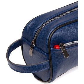 Resim Newish Polo Erkek Deri Portföy Clutch Traş Kozmetik Bakım Ve Günlük El Çantası 14x24cm New171 - Lacivert 