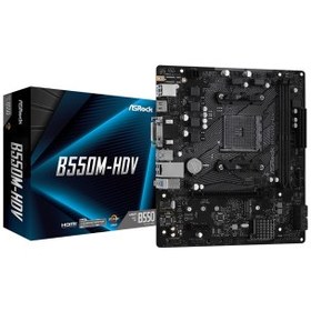 Resim ASROCK, B550M-HDV, 2xDDR4, M.2, D-SUB, DVI, HDMI, AM4 Soket Anakart 
