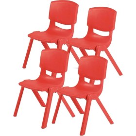 Resim 4'lü Set Büyük Şirin Çocuk Sandalyesi Kırmızı 