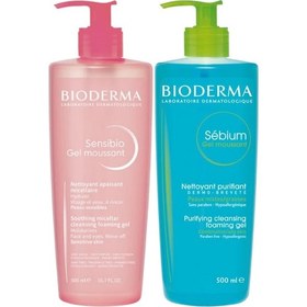 Resim Bioderma Sebium Karma ve Yağlı Ciltler İçin Yüz Yıkama Jeli 500 ML + Sensibio Hassas Ciltler İçin Yüz Yıkama Jeli 500 ML 