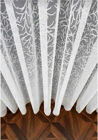 Resim Caserta Şantuk Pati Ağaç Dalı Desen Beyaz Düz Örme Tül Perde 1.sınıf Kalite Beyaz - Ekru 