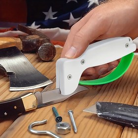 Resim 1 adet Taşınabilir El Bıçak Bileyici, Tungsten Çelik Bahçe Aletleri Bıçak Bileme Cihazı, Metal Manuel Elektriksiz Kenar Bileyici 