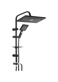 Resim Lüks Robot Duş Seti Mat Siyah Dikdörtgen Çok Fonksiyonlu Yağmur Robot Duş Sistemi Siyah 