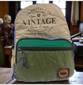 Resim Old Cotton Cargo Kaliteli Renkli Vintage Disayn Günlük Sırt Gezi Okul Seyahat Çantası 31 Cm X 41 Cm Haki 