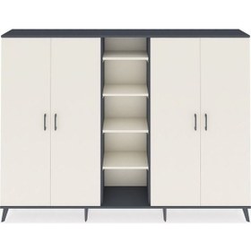 Resim Arges Dolap 12 Raflı 4 Kapaklı 220x30x163 Antrasit-aytaşı Aytası - Antrasıt 