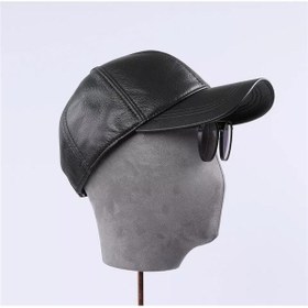 Resim Beyzbol Kep Hakiki Deri Şapka Siyah Renk Siyah 