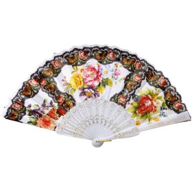 Resim Afillix Concept Beyaz Yaldızlı Çiçek Baskılı Tasarım Yelpaze No:2 