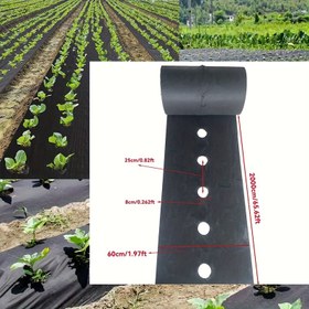 Resim Siyah Delikli Yabani Ot Kontrol Kumaşı - 60.05x1000.05cm, Su Geçirmez ve Nefes Alabilen PP Malzeme Bahçe, Çiftlik ve Sebze Dikimi İçin, Kısa Süreli Hasatlar İçin İdeal, Bahçe Yabani Ot Kontrolü|Nefes Alabilen Peyzaj Kumaşı|Dayanıklı Peyzaj Kumaşı 