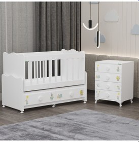 Resim Elegant Mdf Çıtalı Beşik + Şifonyer - Ayıcık Beyaz 