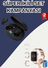 Resim Kanonik Education Nabız Ölçer Hediye Bileklikli Akıllı Saat ve Dijital Göstergeli Bluetooth Kulaklık Çoklu Şarj Girişi 