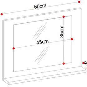 Resim Makbulce Yakut Raflı Dresuar Banyo Aynası 60 x 45 Beyaz 