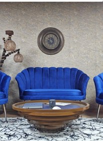 Resim Zafir İstiridye Takım Krom Kaplama Sivriltme Ayak Çay Seti Koltuk Takımı Mavi 