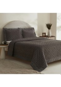 Resim Karaca Home Gilda Çift Kişilik Yatak Örtüsü Seti Gri Gri 