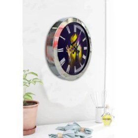 Resim Bahat Krom Çerçeveli Salon Ofis Duvar Saati 36 cm 