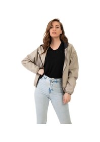 Resim Spor Kadın Kapüşonlu Su Ve Rüzgar Geçirmez Oversize Yağmurluk - Rüzgarlık-132 Taş 