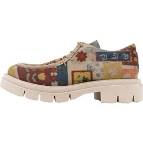 Resim Dogo Kadın Vegan Krem Loafer Çok Renkli Anatolian Patterns Tasarım Kısa Topuklu Rahat Ayakkabı 