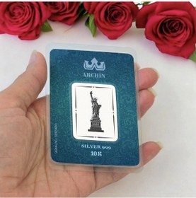 Resim 999 Ayar Gümüşten Üretilmiş Hediyeye Özel Özgürlük Heykeli Temalı 10 Gram Saf Gümüş Külçe-873 