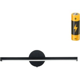 Resim Modern Kablosuz Tak Çalıştır Ledli Pilli Aplik Banyo Tablo Ayna Siyah Pil Dahildir 