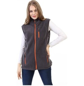 Resim Genius Store Genıus Store Kadın Polar Yelek Tam Fermuarlı 3 Cepli Füme 