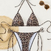 Resim Kadınların Seksi Leopar Desenli Bikini Seti, Ayarlanabilir Askılar ve Karın Kontrolü ile - Yüksek Esneklikli Hızlı Kuruyan Mayo, Plaj, Havuz, Tatil, Banyo, Havuz Kenarı Kıyafeti, Şık Mayo, Dayanıklı Mayo 