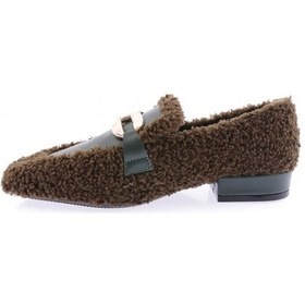 Resim Dgn 5270-424 Metal Tokali Peluş Kadin Oxford Ayakkabi 5270-424-R13301 Yeşil 