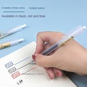 Resim 10 adet, 10 adet Geri Çekilebilir Jel Kalem Seti Siyah/Kırmızı/Mavi Tükenmez Kalem Yazma için 0.5mm Dolum Ofis Aksesuarları Okul Malzemeleri Kırtasiye 