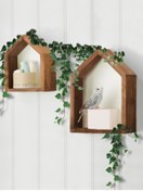Resim BİGWOODWORKERS Ahşap Ev Şeklinde Duvar Rafı 